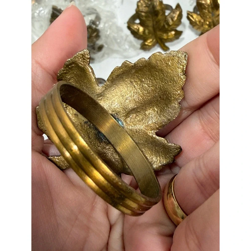 Maple Leaf Napkin Rings Set of 12 Autumn Fall Thanksgiving Decor gold‎ color